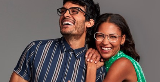 Couple wearing eyeglasses